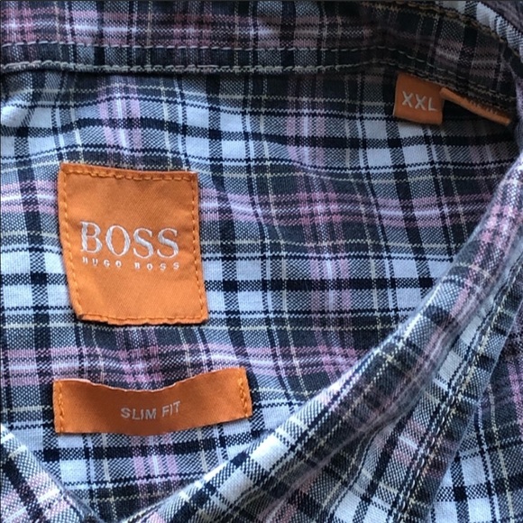 Hugo Boss Orange Plaid Slim Fit Button Front XXL - Picture 4 of 4